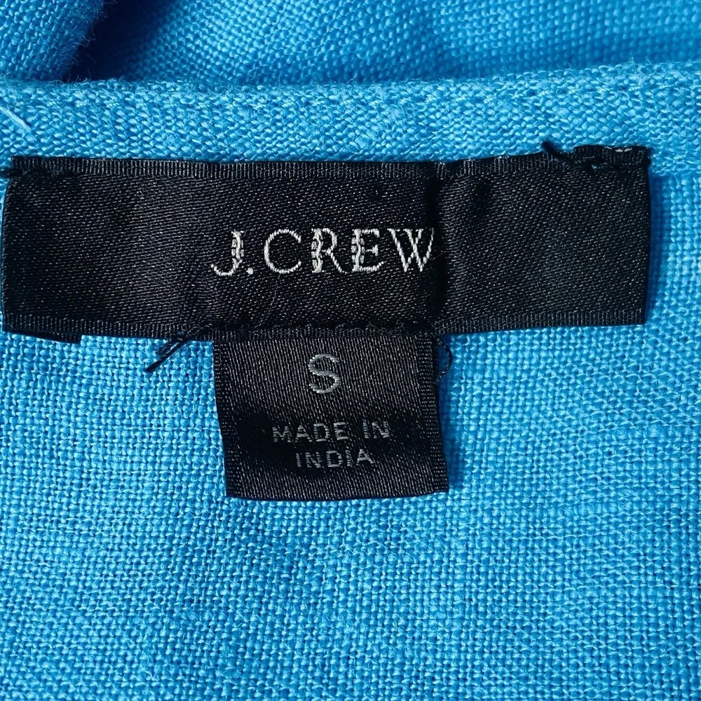 J. Crew Embroidered Linen Tunic Top Womens 2 Aqua Blue Boho Chic Floral Resort - Picture 5 of 8